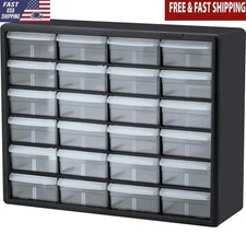24 Drawer Plastic Storage Cabinet Garage Craft Teacher Organizer Tool Box Black