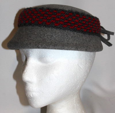 Vintage Womens Hat by Glenover Henry Pollak Co Gray and Red in Color EXCELLENT
