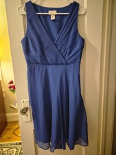 Size 10 Petite J.Crew Blue 100% Silk Formal Dress
