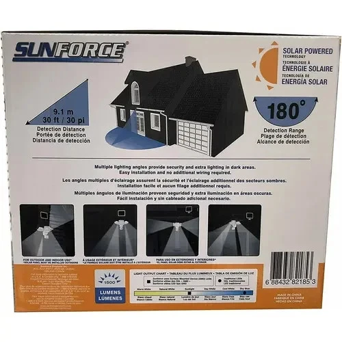 Luz sensor de movimiento solar de triple cabezal Sunforce 1500 lúmenes - seguridad exterior Foto 2 de 4