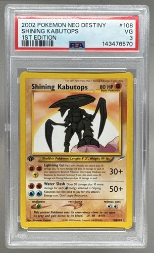 6570 Shining Kabutops 2002 Pokemon Neo Destiny 1st Edition #108 PSA 3