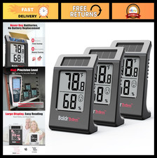 Solar-Powered Indoor Humidity Thermometer Temperature Sensor - 3 Pack for Home