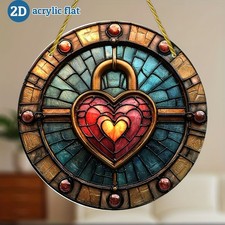 Acrylic Suncatcher Romantic Heart Lock Scene Window/Living Room Hanging Decor