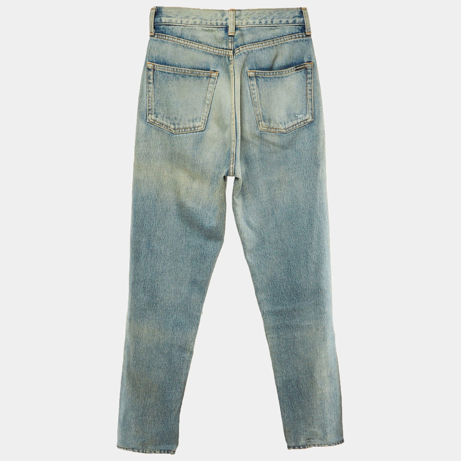 Saint Laurent Paris Blue Denim Distressed Slim Fit Jeans SWaist 24 thumbnail 2