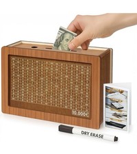 10,000 Savings Challenge Box Wooden Piggy Bank Money Goal Tracker New
