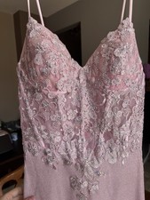 Pink Lace Beaded Sequin Sweetheart Spaghetti Strap Long Formal Gown for Women