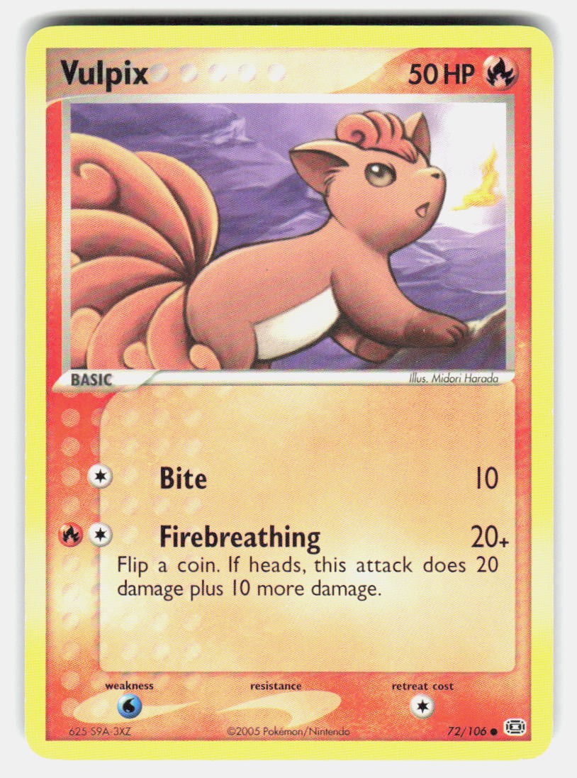 Pokemon TCG Vulpix Emerald 72/106 Common NM