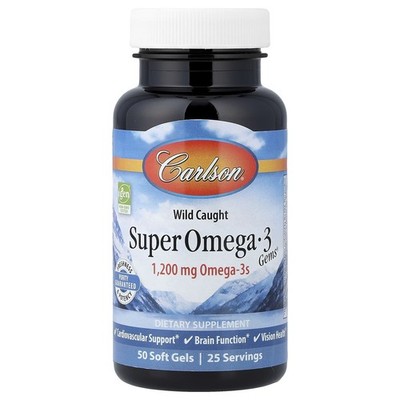 Carlson,  wild gefangene Super-Omega-3-Gems, 1.200 mg, 50 Weichkapseln