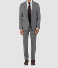 Boglioli Men's Gray Melange Solid Slim Fit 2-PC Jacket Pants Suit Size 48R