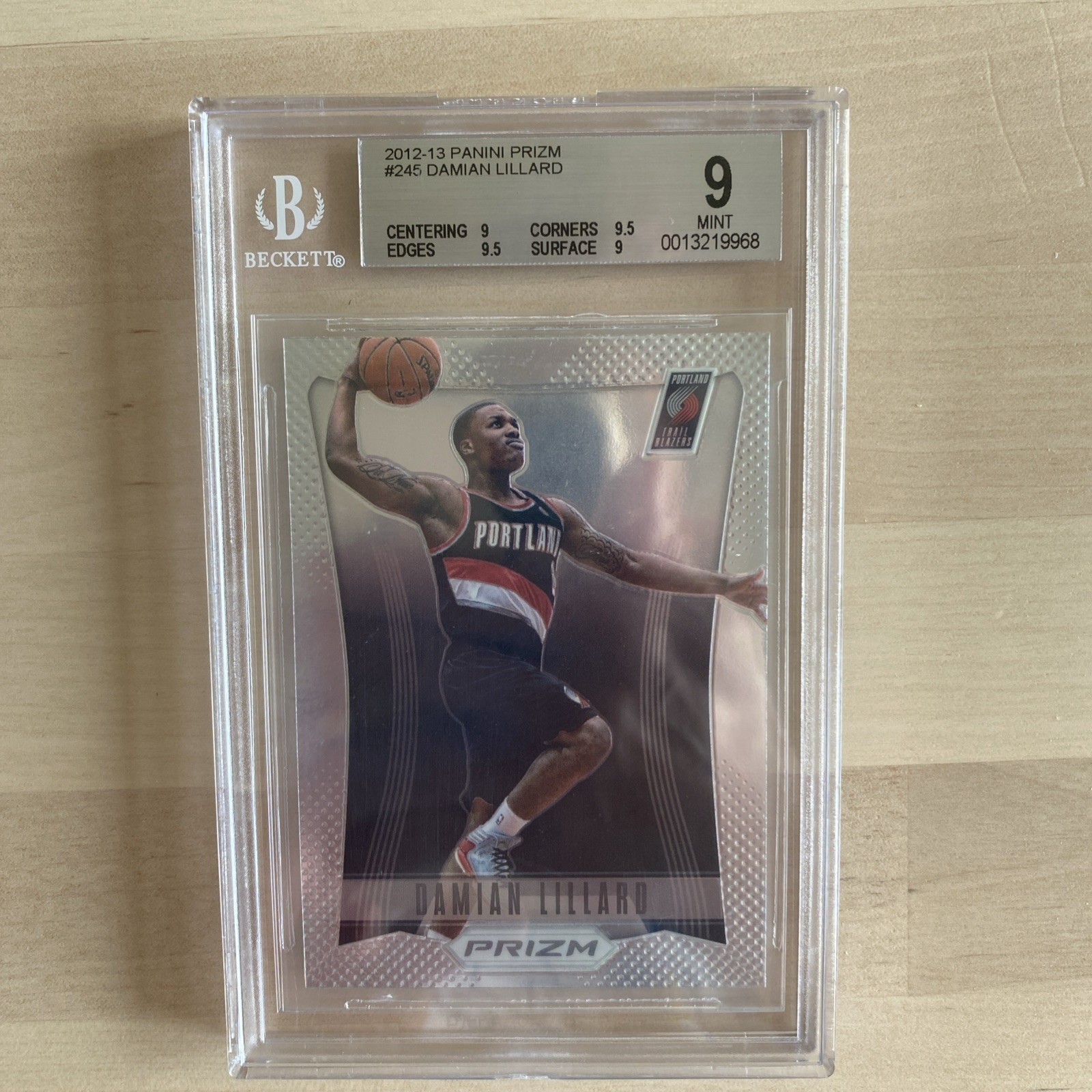 2012-13 Panini Prizm Damian Lillard #245 BGS 9 Mint  RC Trail Blazer .5 from 9.5