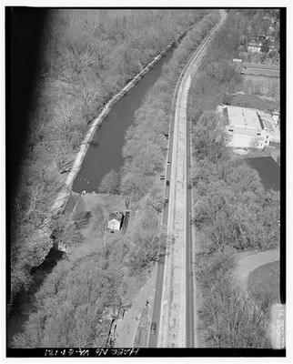 121. AERIAL VIEW CANTILEVERED SECTION CLARA BARTON PARKWAY LOCK#7 C&O CANAL