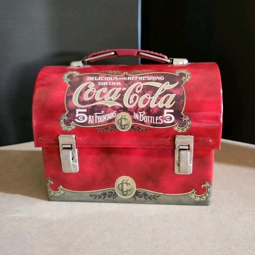 Coca-Cola Red Metal Lunchbox Vintage Advertising Design Soda Theme