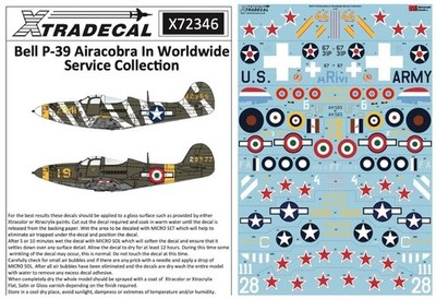 Xtradecal 1/72 P-39 DNFQ Airacobra Worldwide USAAF RAF Italy France Soviet Decal
