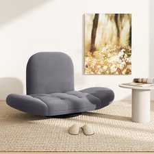 Swivel Floor Chair Folding Gaming Chair with Adjustable Backrest Grey