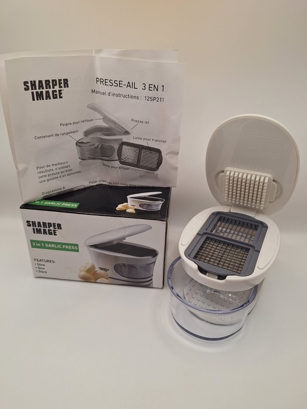 Sharper Image - 3-in-1 Garlic Press - Slice-Dice-Store -  Opened Box