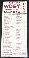 WDGY 1130 Minneapolis St. Paul Official Top 40 Survey No 1 The Browns