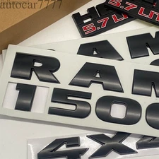 5PCS SET Emblems Letters Badges Fits for RAM 1500 HEMI 5.7 LITER 4x4 Model Black