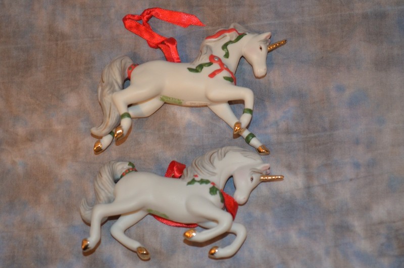 Porcelain horse  unicorn Christmas Princeton Gallery  ornaments  L@@K!!!