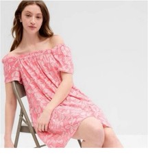 Gap Women's Square neck Mini Dress Pink Floral Large Summer Fun