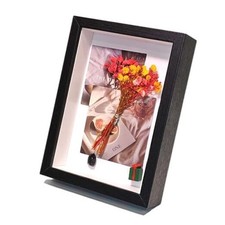 DIY Shadow Box Frame Set with Dried Flowers, Art Cards, 4.7 x 6.7 Black
