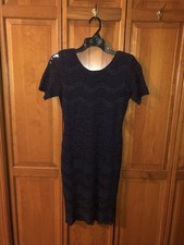 Beautiful navy Blue Slip On Stretchy Lace Dress Piccalino Petites 