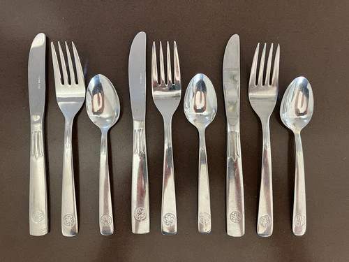 Air Canada 3 X 3-Piece Set Silverware Cutlery Maple Leaf Logo Made in Japan