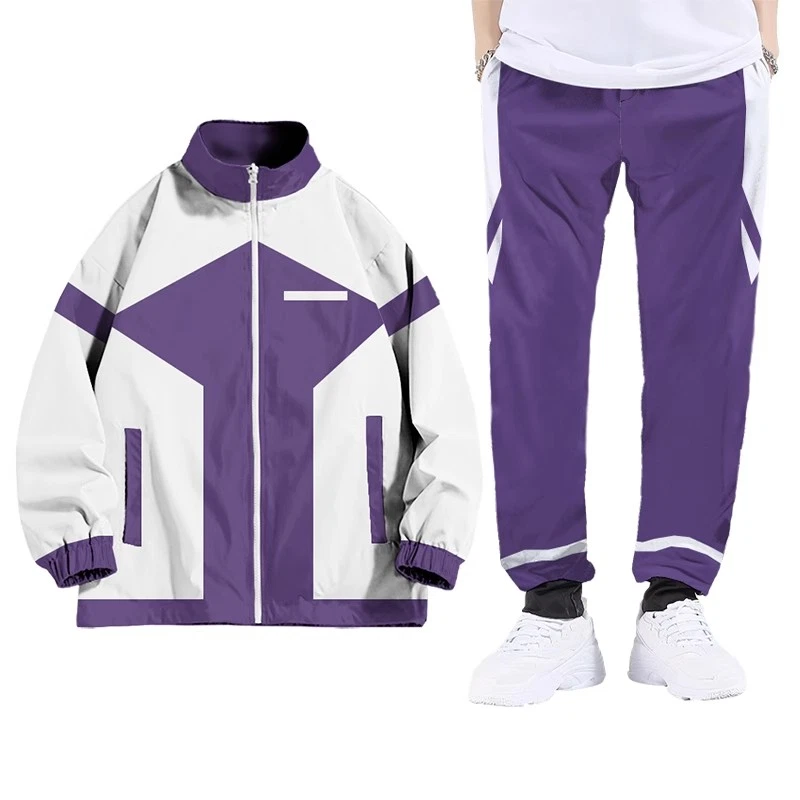 Bonita Gorra Derby Oguri Chaqueta Púrpura Hombres/Mujeres Chándal Juegos con disfraces Trajes Foto 3 de 4