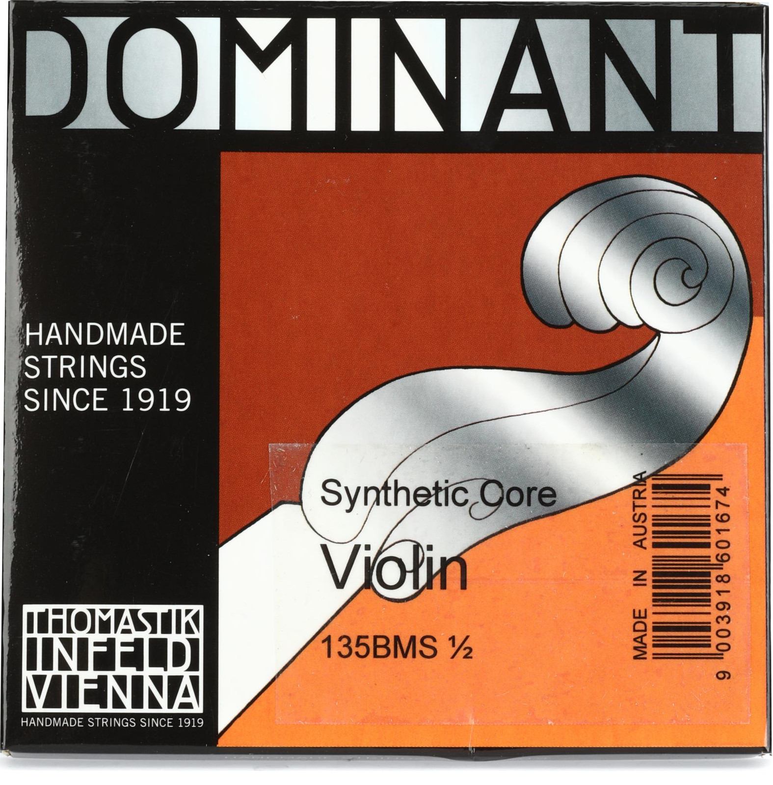 Набор скрипичных струн Thomastik-Infeld 135BMS Dominant из обычной стали, размер 1/2