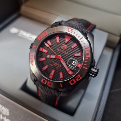 Tag Heuer Aquaracer Caliber 5 Automatik schwarzes Zifferblatt Nylon Uhr WAY208A.FC6381