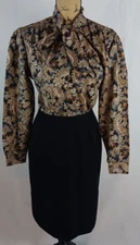 Laura Mae women's Floral Paisley Print button front brown Blouse size 10 AA453