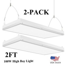 2 Pack 100W LED Linear High Bay light 2FT Commercial Warehouse Lights 100-277V