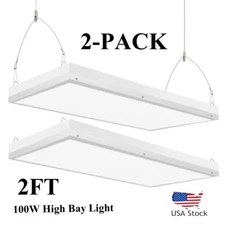 2 Pack 100W LED Linear High Bay light 2FT Commercial Warehouse Lights 100-277V