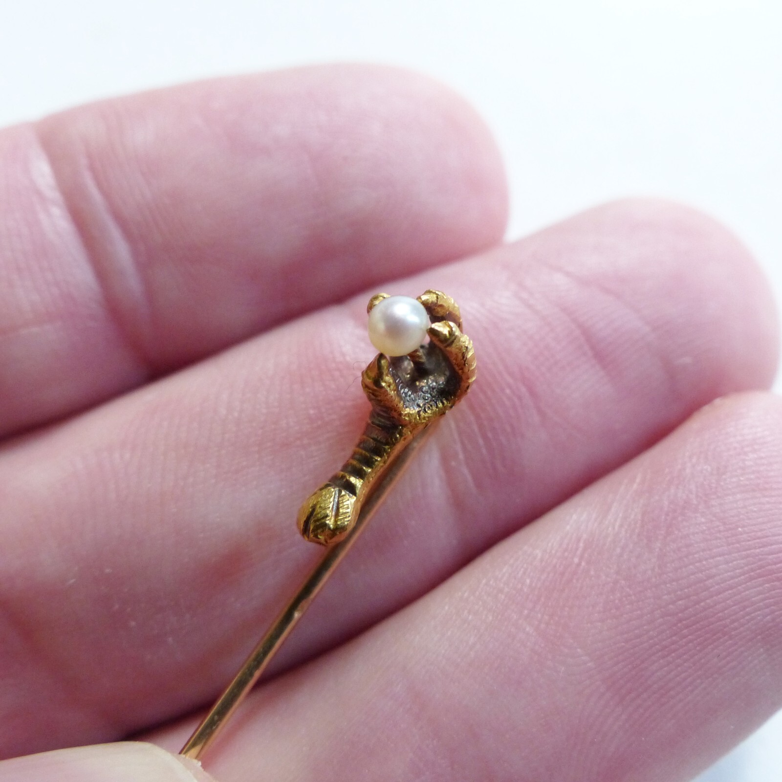 SUPERB ANTIQUE 18K GOLD & PEARL STICK TIE PIN eBay