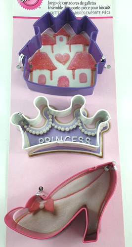 Wilton Princess Cookie Cutter Set 3 NEW Biscuits Girls Castle Party USA 2010 Ret - Picture 2 of 8