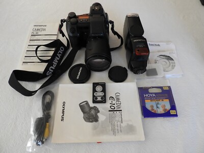 Olympus E-10 Camera Kit with Lenses, Flash Lithium Battery Works!