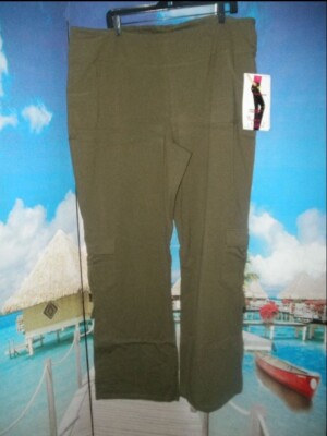 NEW WOMEN WITH CONTROL, WICKED RENEE GREENSTEIN GREEN CARGO PANTS SIZE TALL 2XT