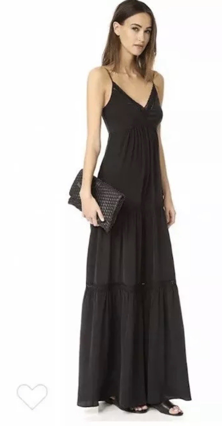 L’Agence Abby Lace Trim Silk Dress in Black. NWT. Size 0. Retail- $600