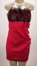 Fashion Gold USA Red Dressy Strapless Bodycon Mini Dress Lace Size XS to S (6) 