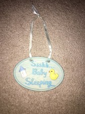 Baby Boy Baby Sleeping plaque blue bottle duck