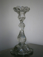 Lámpara de araña de vidrio moldeado prensado 19° candelabro mesa de arte antigua