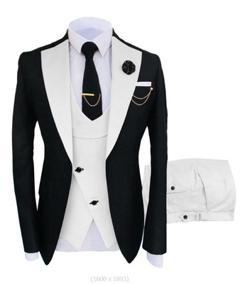 Herren Anzug Kerbe Revers Bräutigam Smoking Hochzeit Abschlussball Party Abendessen Jacke Blazer Weste