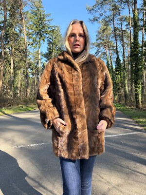 Large Pastel Mink Fur Jacket, Made of Mink Fur Pieces, Light Soft
