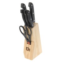Messerblock Holz 7-Teilig Mit 5 Messer Und 1 Schere KüChenmesser Messerhalter