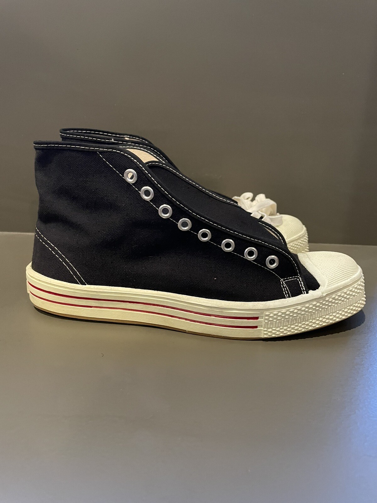 NOS Vintage 1950s Black Canvas Basketball Sneakers Hi… Gem