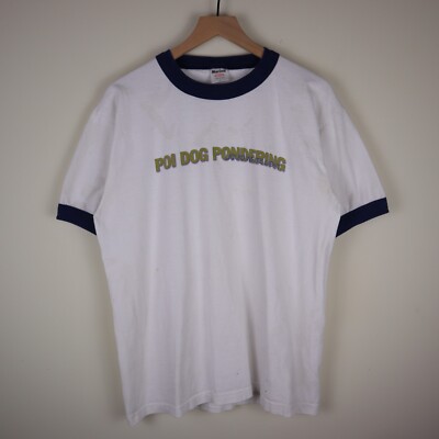 Vintage 90s Poi Dog Pondering Liquid White Light Ringer Shirt Large 21x27.5