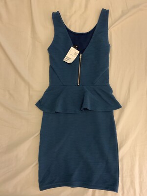 New H M Dress Peplum Dark Green / Blue UK 8 Bodycon | eBay UK