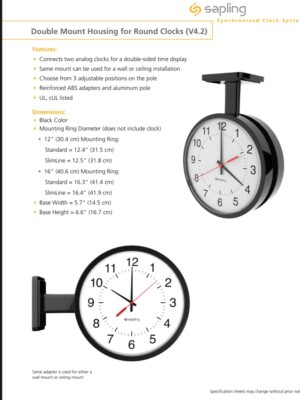 Sapling 2wire Clock Sapling DoubleSided Mount Housing-for 12