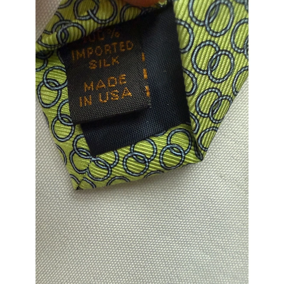 Peter Blair шелковый галстук зеленый круг узор бизнес карьера сделано в США - Изображение 2 из 4