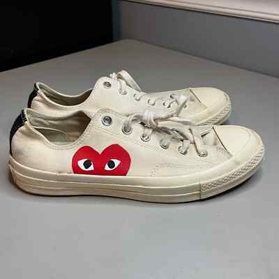 Converse Play Sneakers Mens 8 Womens 10 Cream Canvas Comme des Garçons