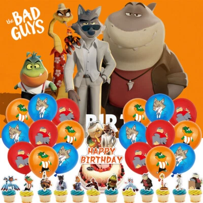 The Bad Guys Party Supplies Birthday Decorations Set Balloons Cake Topper Banner